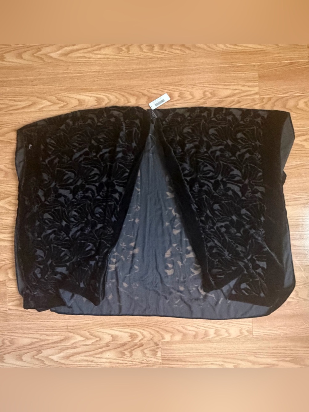 Women's Black Velvet Floral Burnout Shawl Wrap